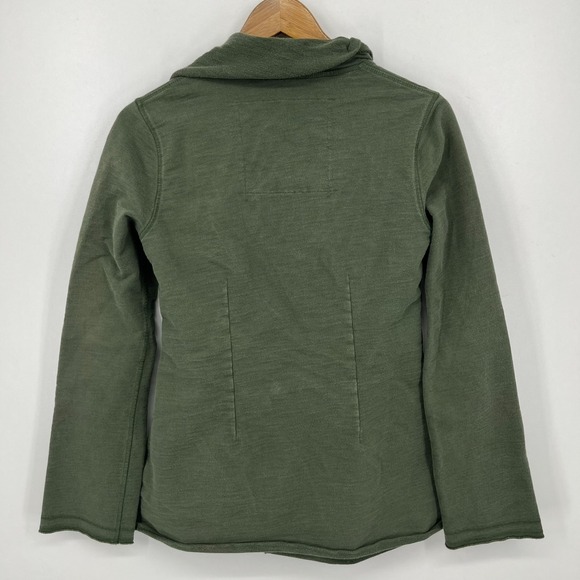 Lucky Brand Cardigan Sweater Women's M Olive Green Vtg Y2K Solid Wrap Pockets - Picture 6 of 8